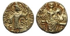 HUNNIC TRIBES, Kidarites. Kidara. Circa 350-390. AV gold Dinar, AU!