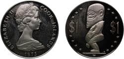 Cook Islands 1973 1 Dollar - Elizabeth II (2nd portrait) Copper-nickel (75% Copper, 25% Nickel) (13000) 26.52g PF KM 7