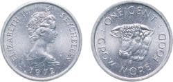 Seychelles 1972 1 Cent - Elizabeth II (FAO) Aluminium-magnesium (2370000) 0.7g UNC KM 17 Schön 17