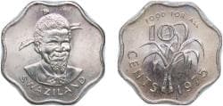 Eswatini Kingdom of Swaziland (1968-2018) 1975 10 Cents - Sobhuza II (FAO) Copper-nickel (75% Copper, 25% Nickel) Royal Mint ...