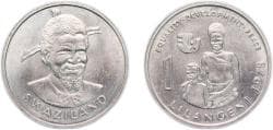 Kingdom of Swaziland (1968-2018) 1975 1 Lilangeni - Sobhuza II (FAO - International Women's Year) Copper-nickel (100000) 11.6...