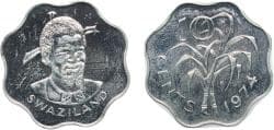 Kingdom of Swaziland (1968-2018) 1974 10 Cents - Sobhuza II Copper-nickel (752000) 3.59g PF KM 10 Schön 10