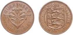 Guernsey 1956 8 Doubles - Elizabeth II Bronze (508675) 9.7g AU KM 16