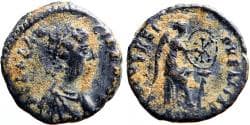 Aelia Flaccilla AE12 Salvs Reipvblice. Victory seated right inscribing shield
