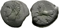Kings of Numidia. Massinissa - Micipsa (203-118 BC) Æ26 / Free Horse