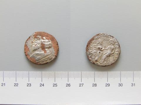 Tetradrachm of Vologases I, Parthian king, from Seleucia ad Tigrim, Yale University Art Gallery, inv. 1938.6000.2017