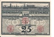 25 Pfennigs - Cities of Bremerhaven, Lehe and Geestemünde