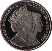 1 Crown - Elizabeth II (Queen Mother in robes Order of the Garter) - Falkland Islands