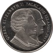 1 Crown - Elizabeth II (Queen Elizabeth II and Prince Philip during 90th birthday of Elizabeth II) - Falkland Islands