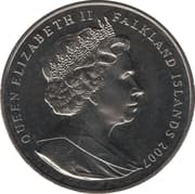 1 Crown - Elizabeth II (Soldiers above truck, bomber and vessel) - Falkland Islands
