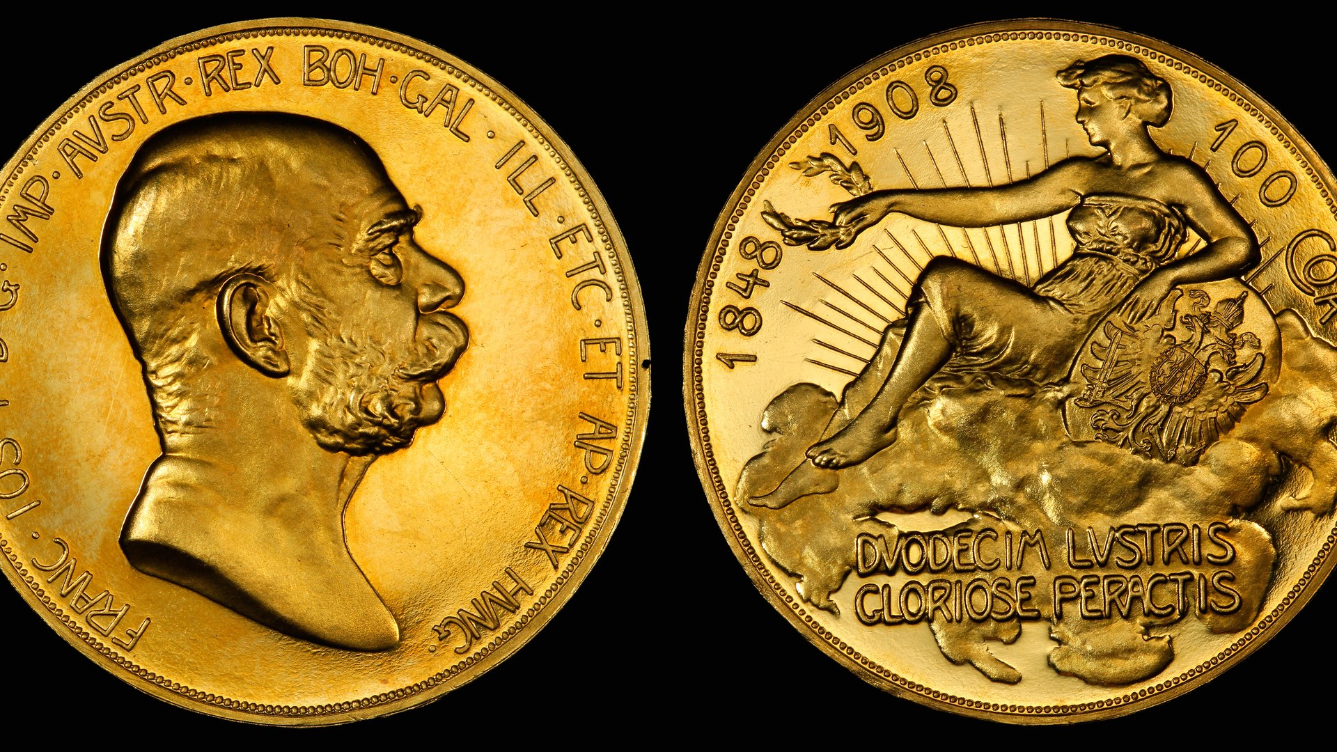 オーストリア100コロナ金貨「雲上の女神」1908-1915年 ルドルフ・マーシャル傑作