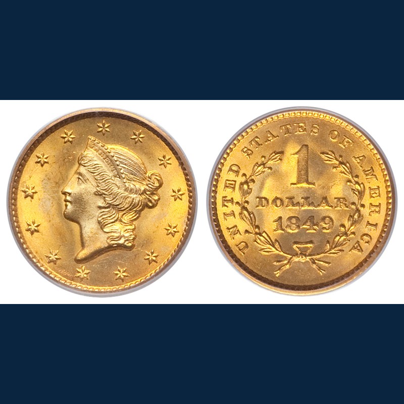 リバティヘッド ダブルイーグル1849年初年版：ゴールドラッシュの歴史を刻む最高級金貨 表面