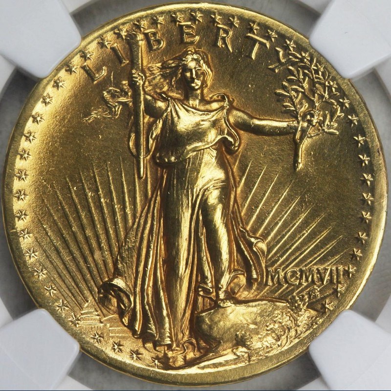 サンゴーデンス20ドル金貨1907年|アメリカ最高傑作コインの魅力と価値 表面