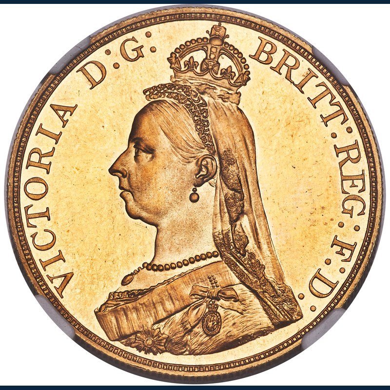 ヴィクトリア女王ジュビリーソブリン1887年：即位50周年記念金貨の価値と歴史 表面