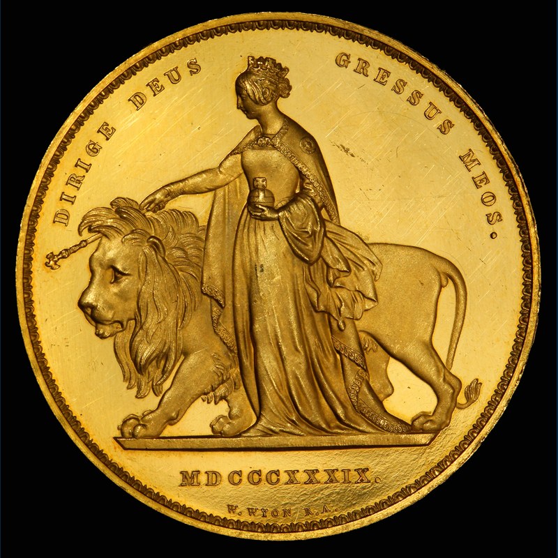 ウナとライオン5ポンド金貨1839年：英国王室が生んだ最高傑作コイン 裏面